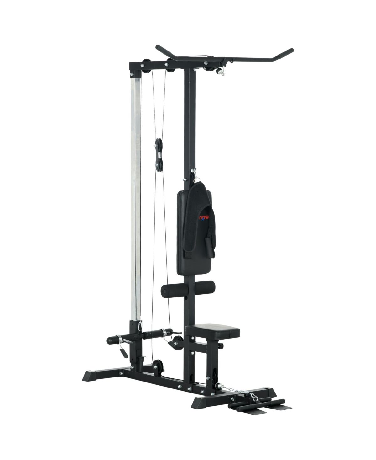 Soozier Cable Machine Lat Pull Down Machines with Flip-Up Footplate, Black - Black