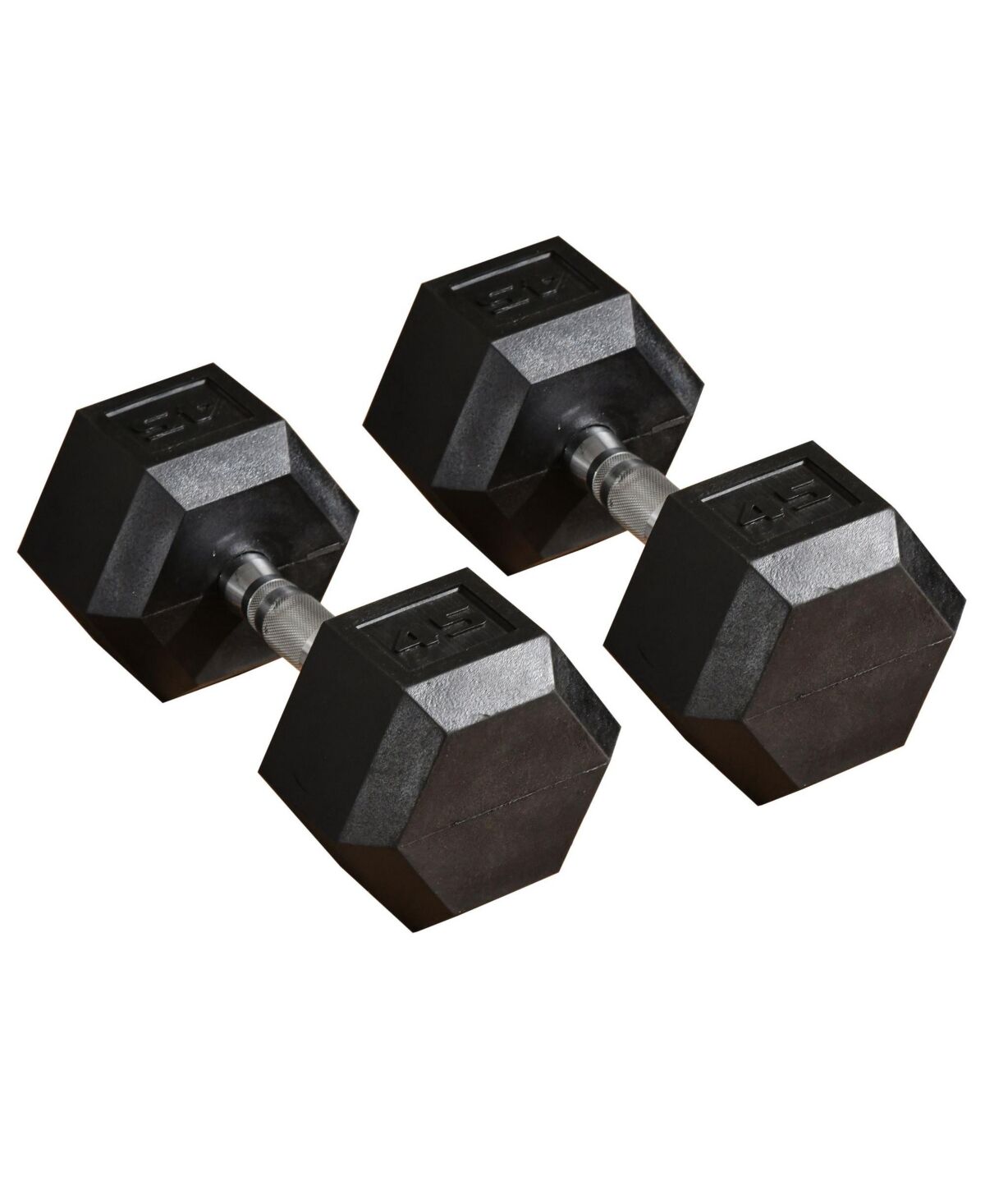 Soozier Hex Dumbbells Set, Rubber Hand Weights with Non-Slip Handles, Anti-roll, for Women or Men Home Gym Workout, 2 x 45lbs - Black