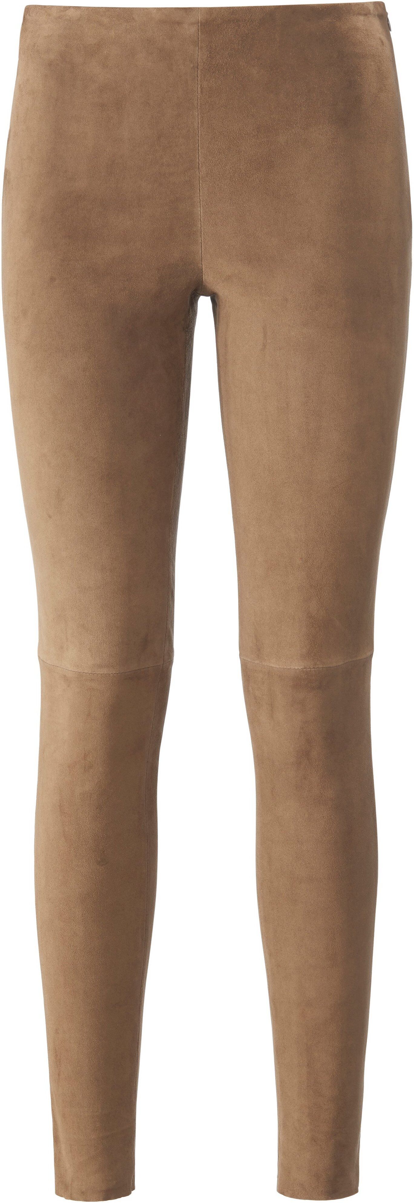 portray berlin Dames Leren broek fijn suèdeleer in extra smal model Van portray berlin beige