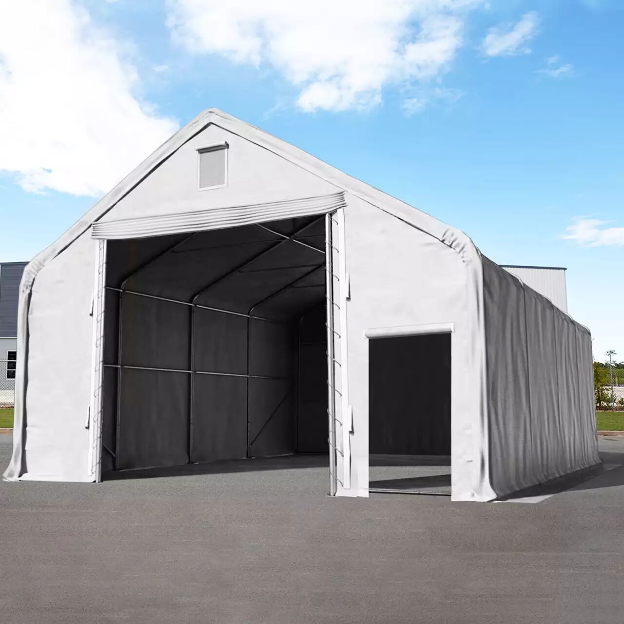 TOOLPORT Tenthal 10x20m PVC 720 g/m² grijs waterdicht Opslagtent, Industriële Tent
