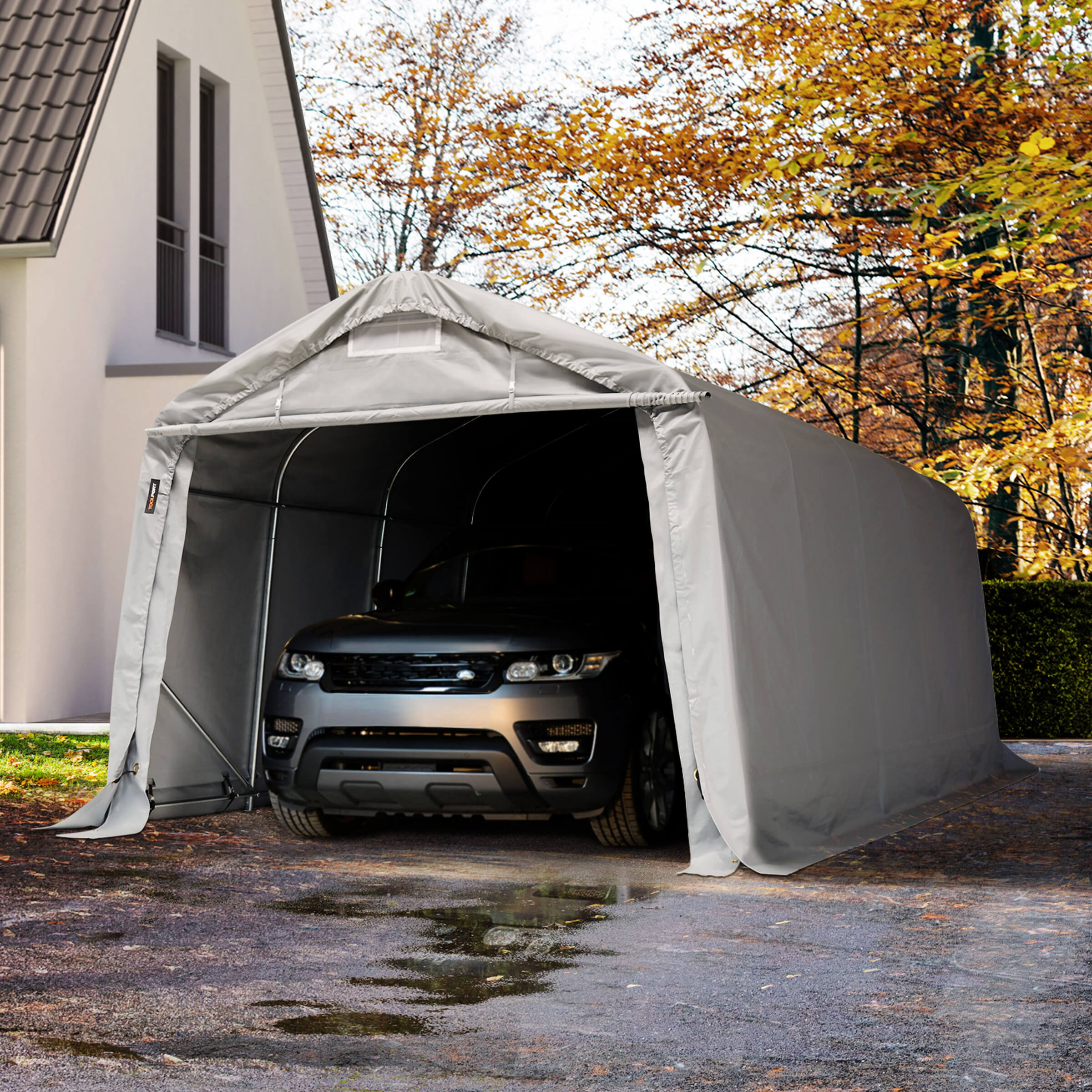 TOOLPORT Garagetent 3,3x6,0m PVC 720 g/m² grijs waterdicht Autotent, Tentgarage