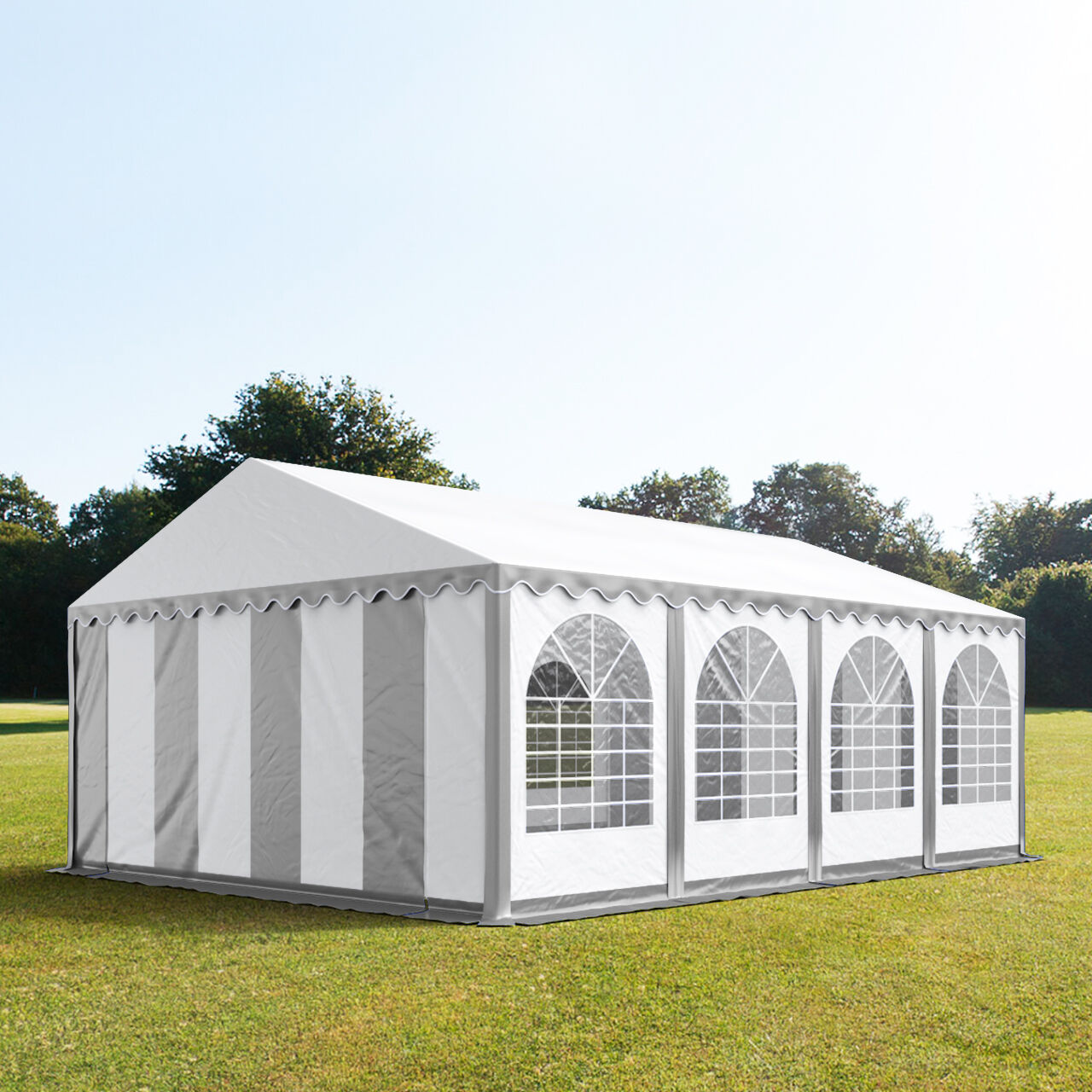 TOOLPORT Partytent 5x8m PVC 550 g/m² grijs waterdicht Feesttent