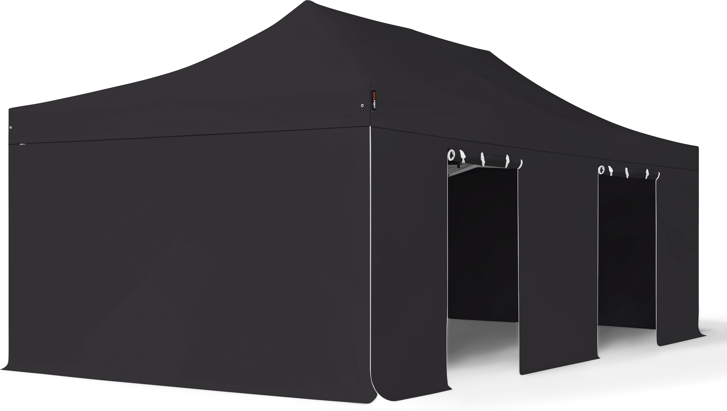 TOOLPORT Easy up Partytent 4x8m Hoogwaardig polyester 400 g/m² zwart waterdicht Easy Up Tent, Pop Up Partytent, Harmonicatent, Vouwtent