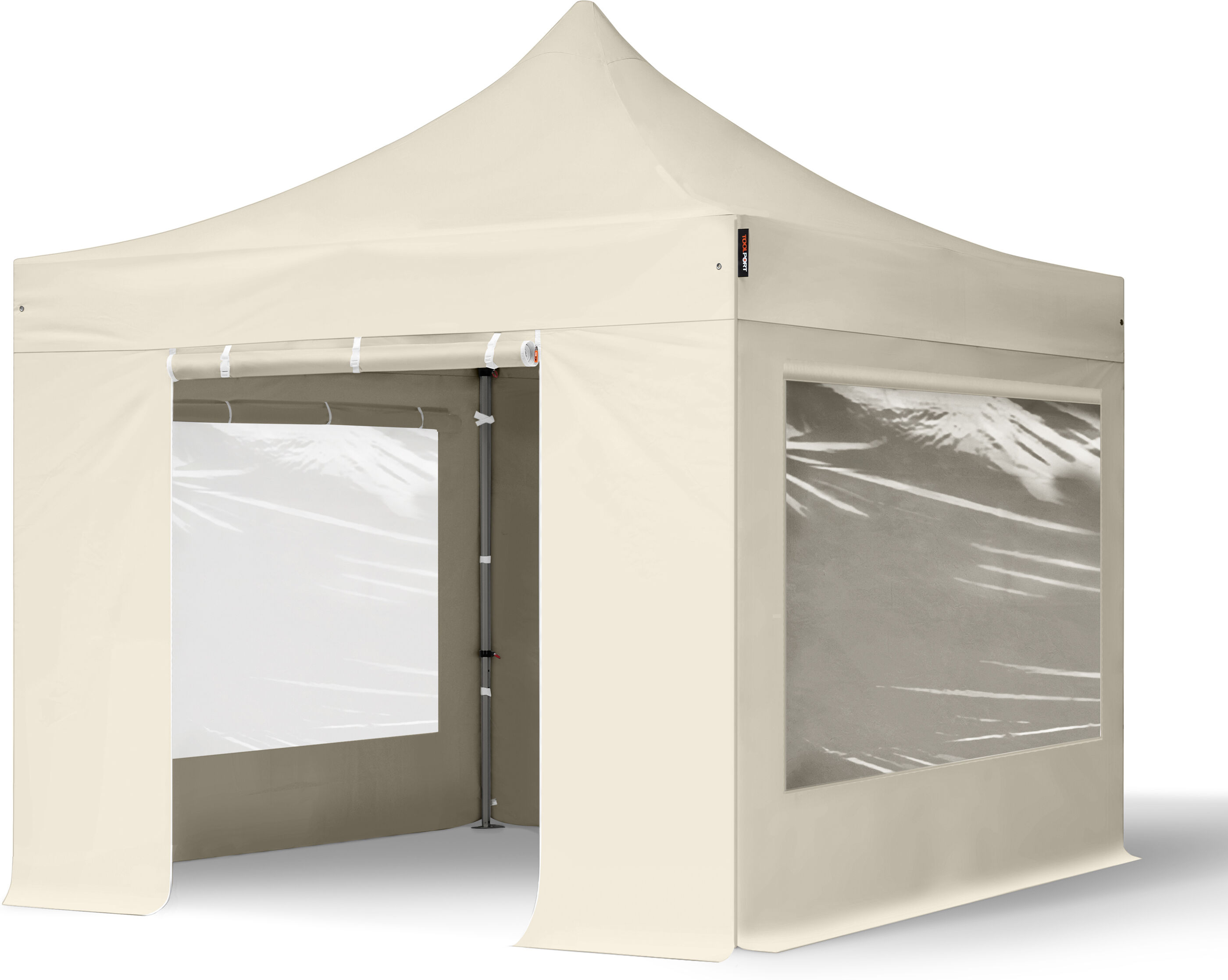 TOOLPORT Easy up Partytent 3x3m Hoogwaardig polyester 350 g/m² crème waterdicht Easy Up Tent, Pop Up Partytent, Harmonicatent, Vouwtent