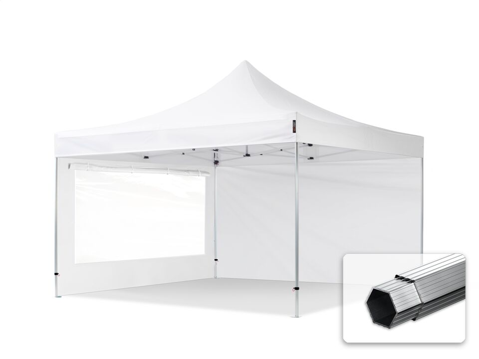 TOOLPORT Easy up Partytent 4x4m Hoogwaardig polyester 400 g/m² wit waterdicht Easy Up Tent, Pop Up Partytent, Harmonicatent, Vouwtent