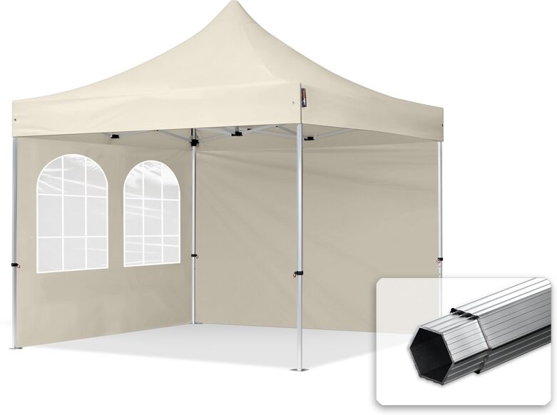 TOOLPORT Easy up Partytent 3x3m Hoogwaardig polyester 400 g/m² crème waterdicht Easy Up Tent, Pop Up Partytent, Harmonicatent, Vouwtent