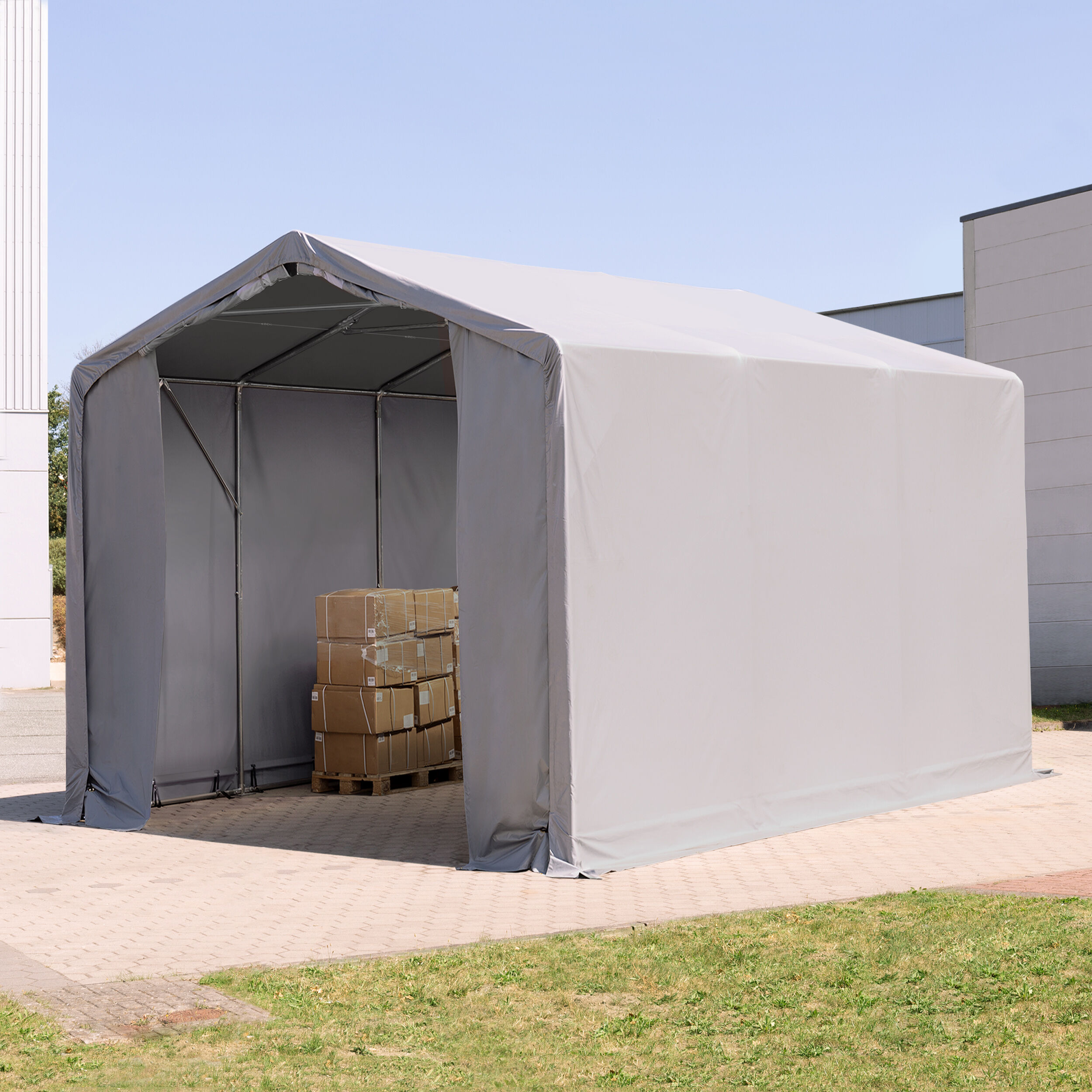 TOOLPORT Tenthal 4x6m PVC 550 g/m² grijs waterdicht Opslagtent, Industriële Tent