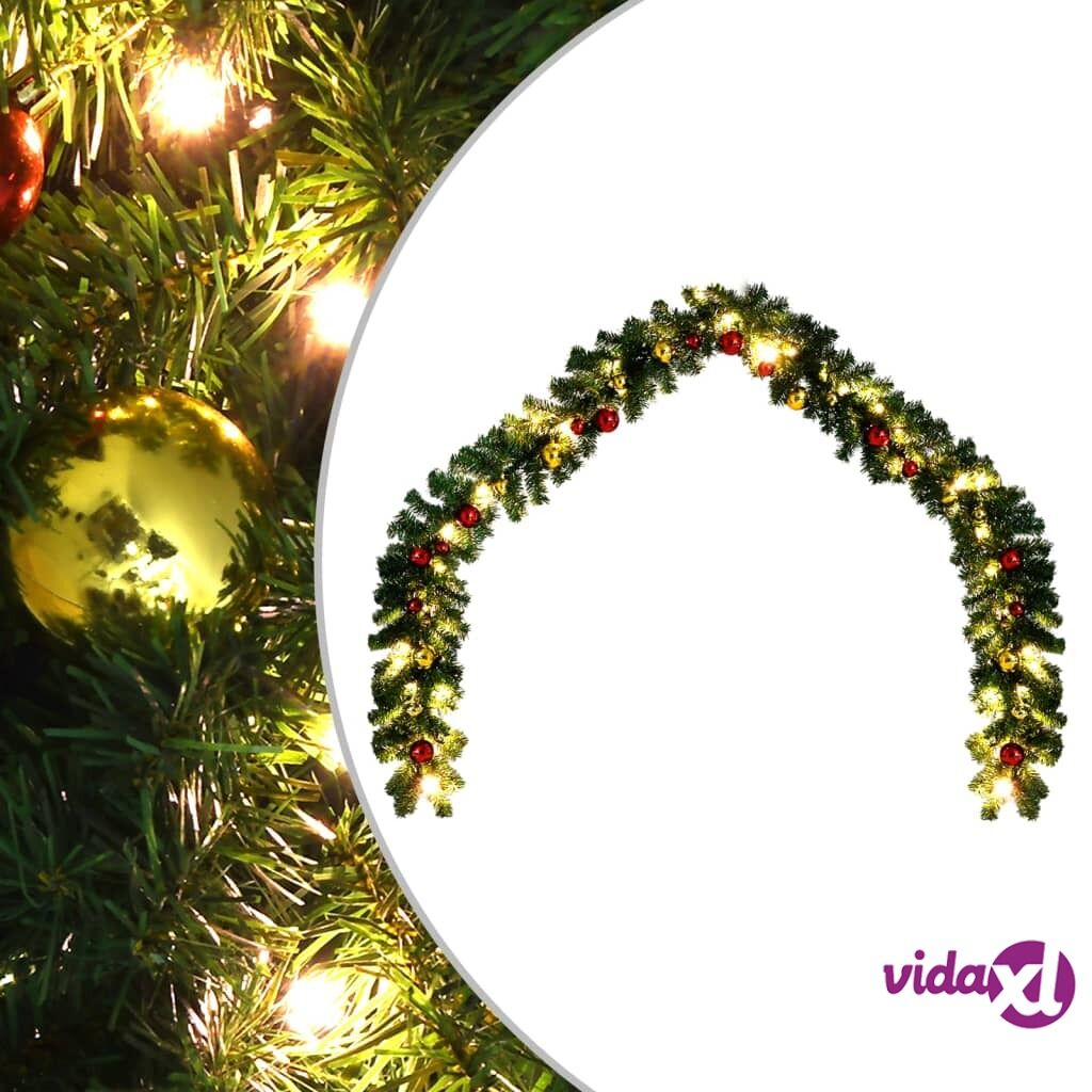 vidaXL Christmas Garland Decorated with Baubles and LED Lights 5 m