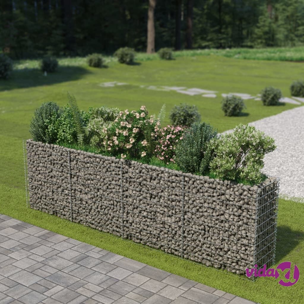 vidaXL Gabion Raised Bed Galvanised Steel 360x50x100 cm