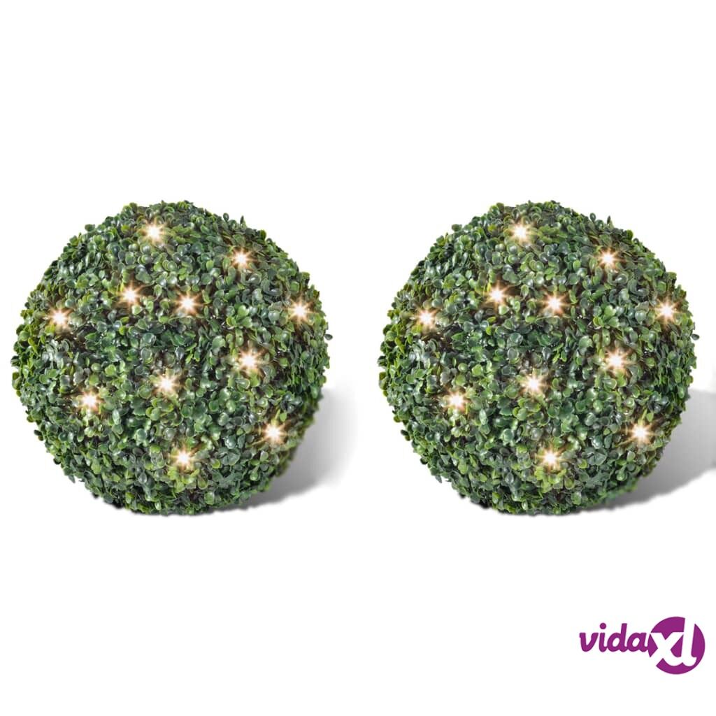 vidaXL Boxwood Ball Artificial Leaf Topiary Ball 27 cm With Solar LED String 2 pcs
