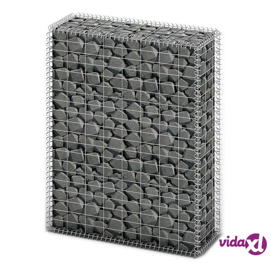 vidaXL Gabion Basket with Lids Galvanised Wire 100x80x30 cm