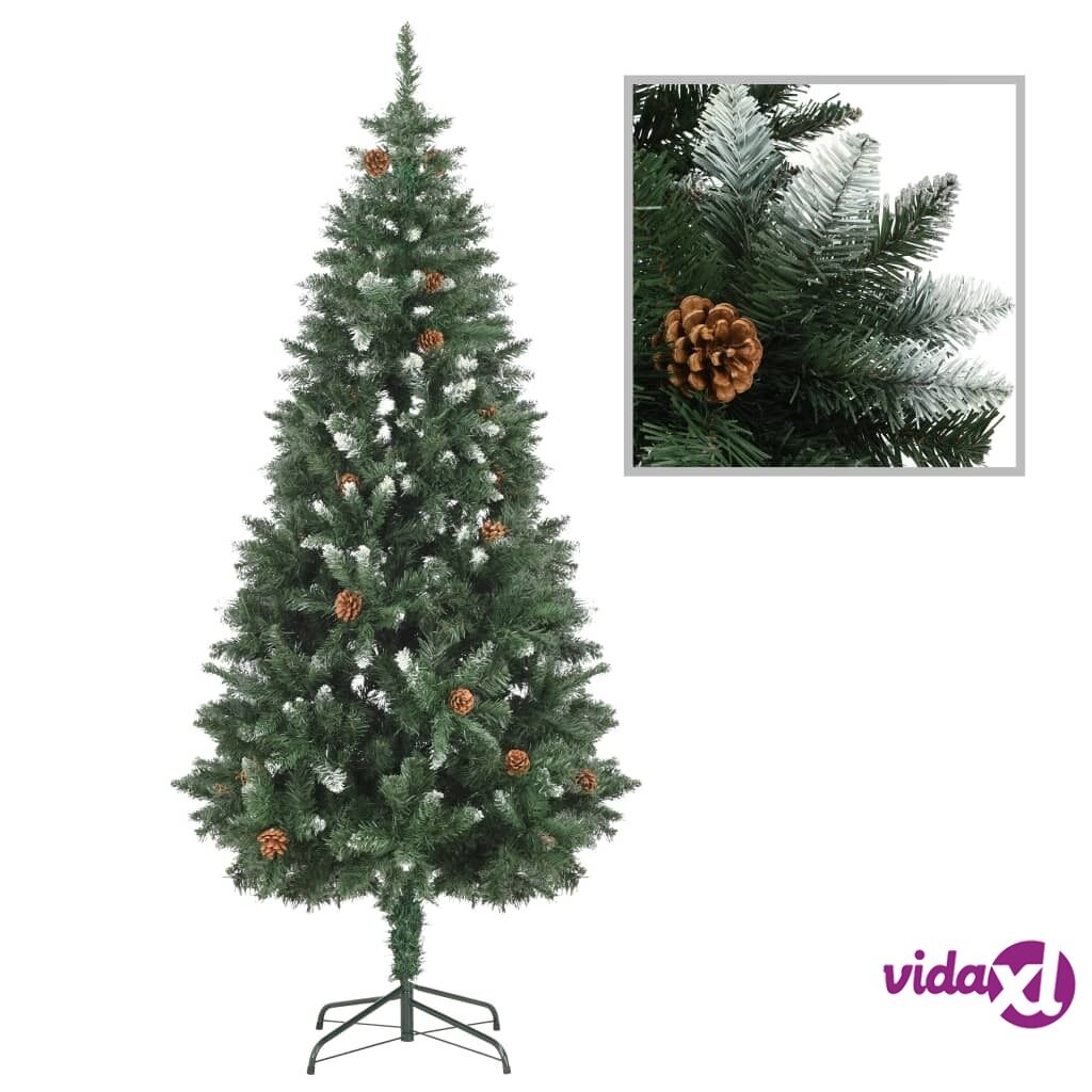 vidaXL Artificial Christmas Tree with Pine Cones and White Glitter 180 cm