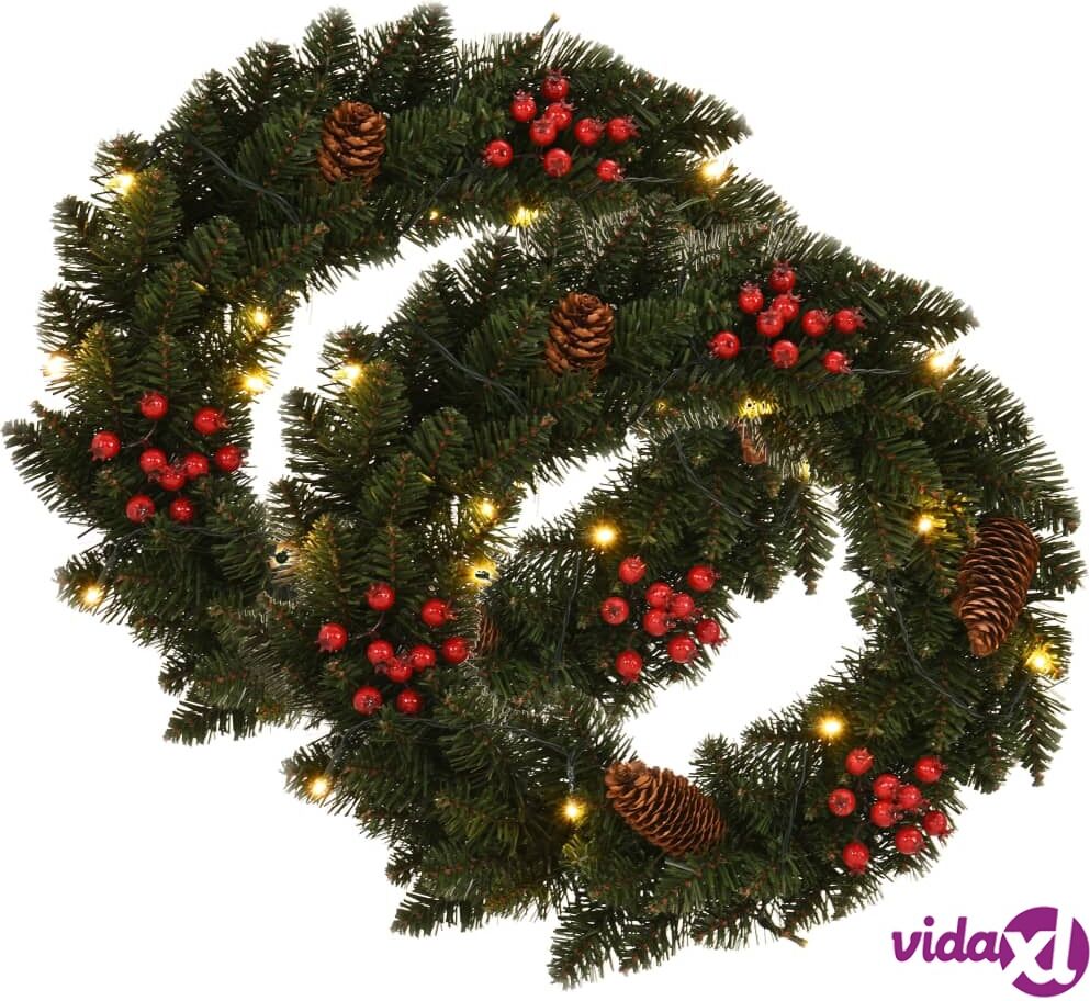 vidaXL Christmas Wreaths 2 pcs with Decoration Green 45 cm