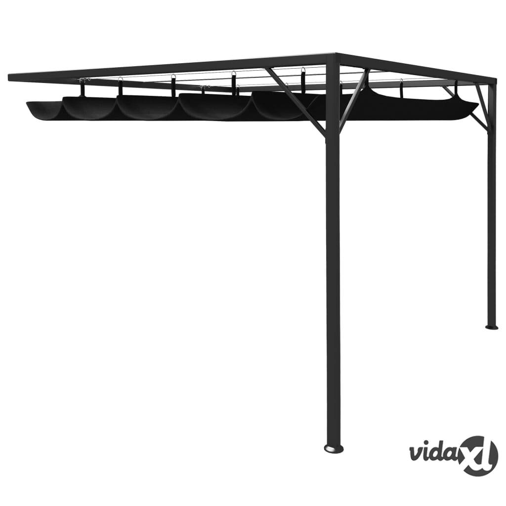 vidaXL Garden Wall Gazebo with Retractable Roof Canopy 3x3 m Anthracite