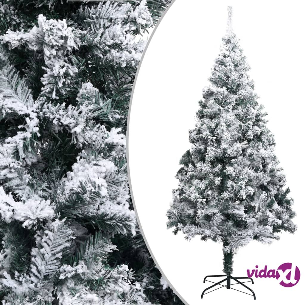 vidaXL Artificial Christmas Tree with Flocked Snow Green 210 cm PVC