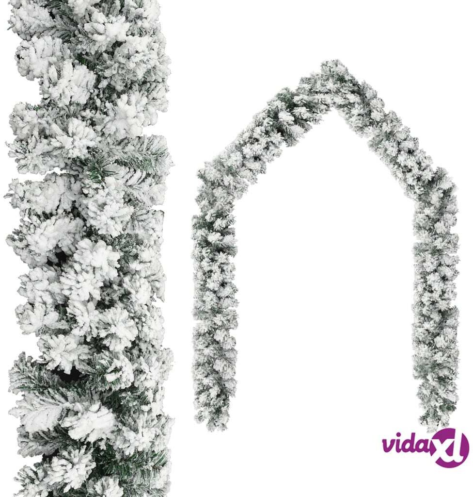 vidaXL Christmas Garland with Flocked Snow Green 10 m PVC