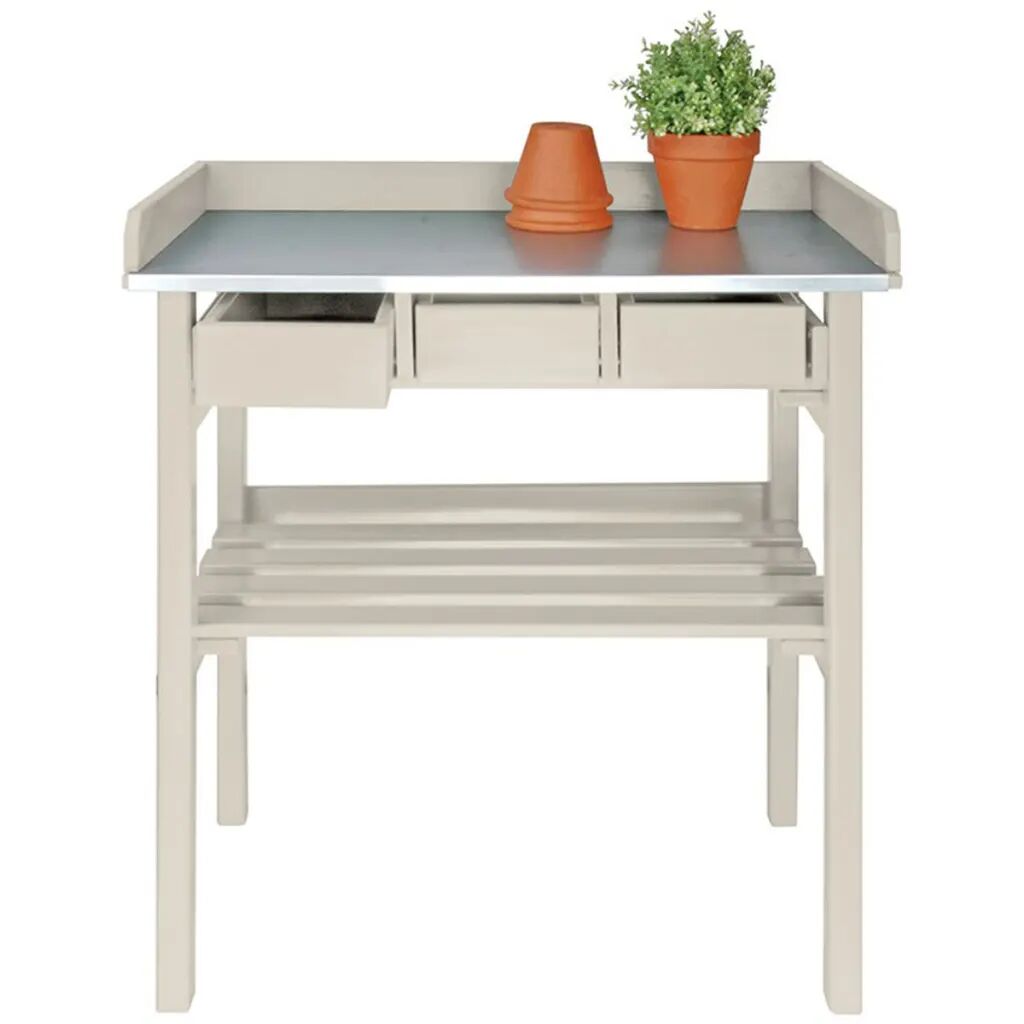 Esschert Design Banc de travail de jardin Blanc CF29W