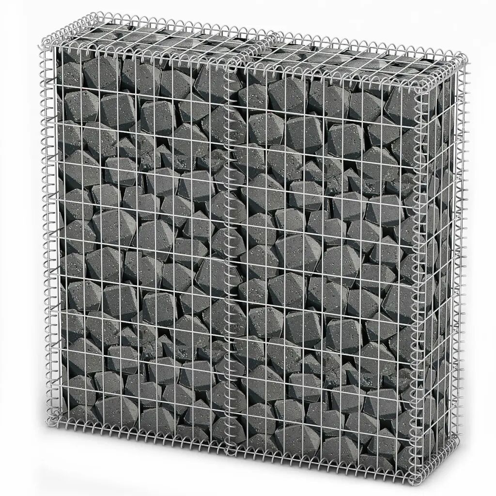 vidaXL Panier de gabion avec couvercle Fil galvanisé 100 x 100 x 30 cm