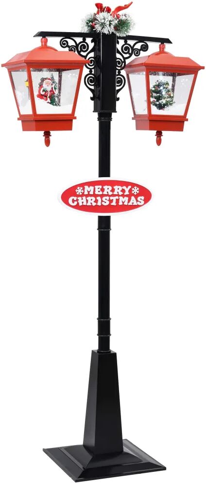 vidaXL Lampadaire de Noël avec Père Noël Noir et rouge 81x40x188cm PVC