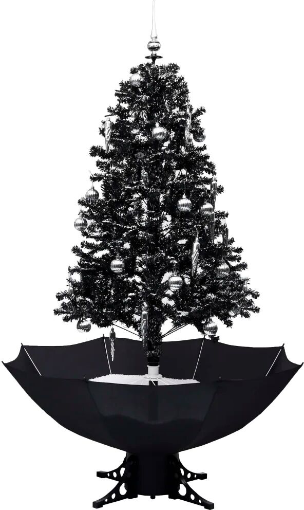 vidaXL Arbre de Noël neigeux avec base de parapluie Noir 170 cm PVC