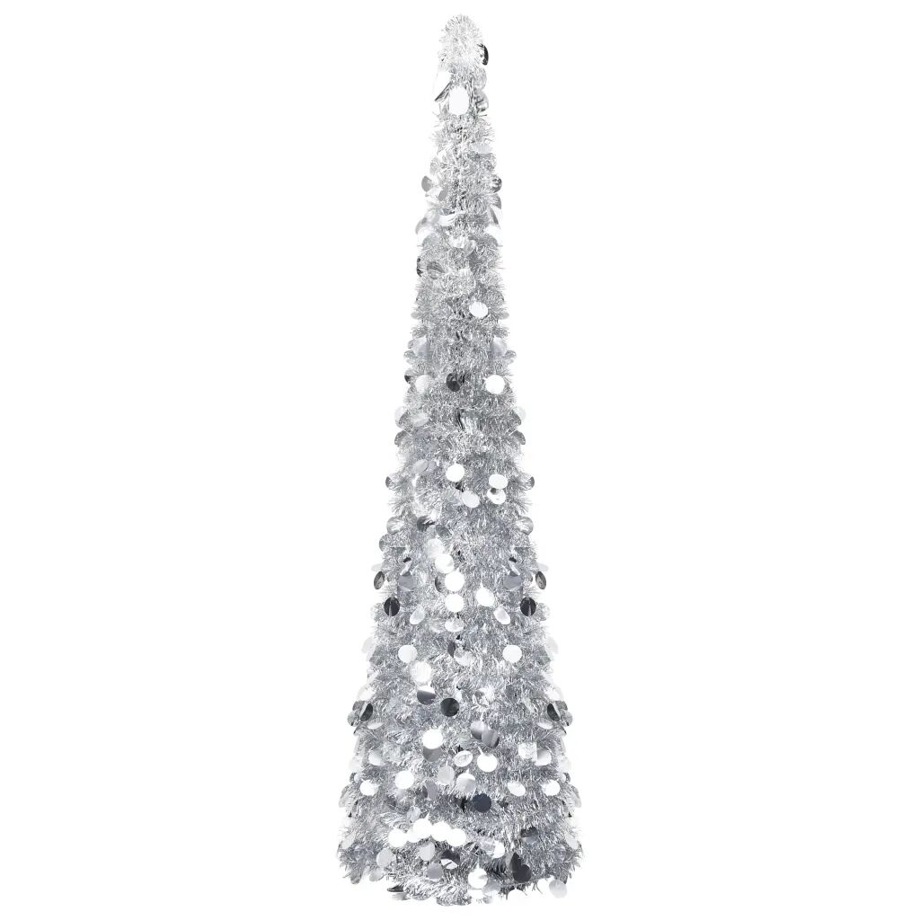 vidaXL Sapin de Noël artificiel escamotable Argenté 150 cm PET