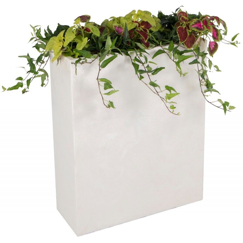 Bac à plantes en fibre de terre 60x25xH.72cm blanc