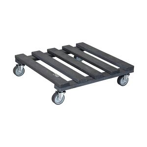 WAGNER Pflanzenroller PALETTI 38 x 38 x 9,5 cm, außen&innen, Holz, anthrazit, Softrollen, max 120 kg, EU Ware - 20041201