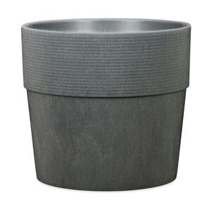 Scheurich Groove+ 40, Pflanzgefäß / Pflanzkübel, rund, Farbe: Carbon, hergestellt mit recyceltem Kunststoff, für den Außenbereich