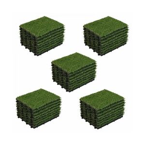 Oviala Business 40 Stück grüne Kunstrasenfliesen mit Klicksystem - Oviala