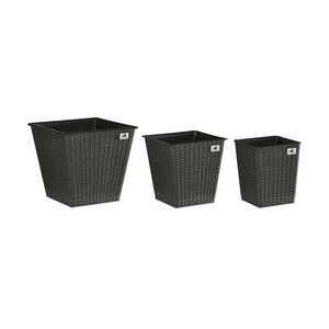 Gartenfreude Pflanzkübel Polyrattan 3er 41,5 x H38 / 32 x H32 / 26 x H30, anthrazit