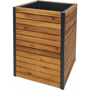 HHG - neuwertig] Pflanzkasten 581, Hochbeet Blumenkasten, Outdoor Akazie Holz MVG-zertifiziert Aluminium 60x42x42cm braun - brown