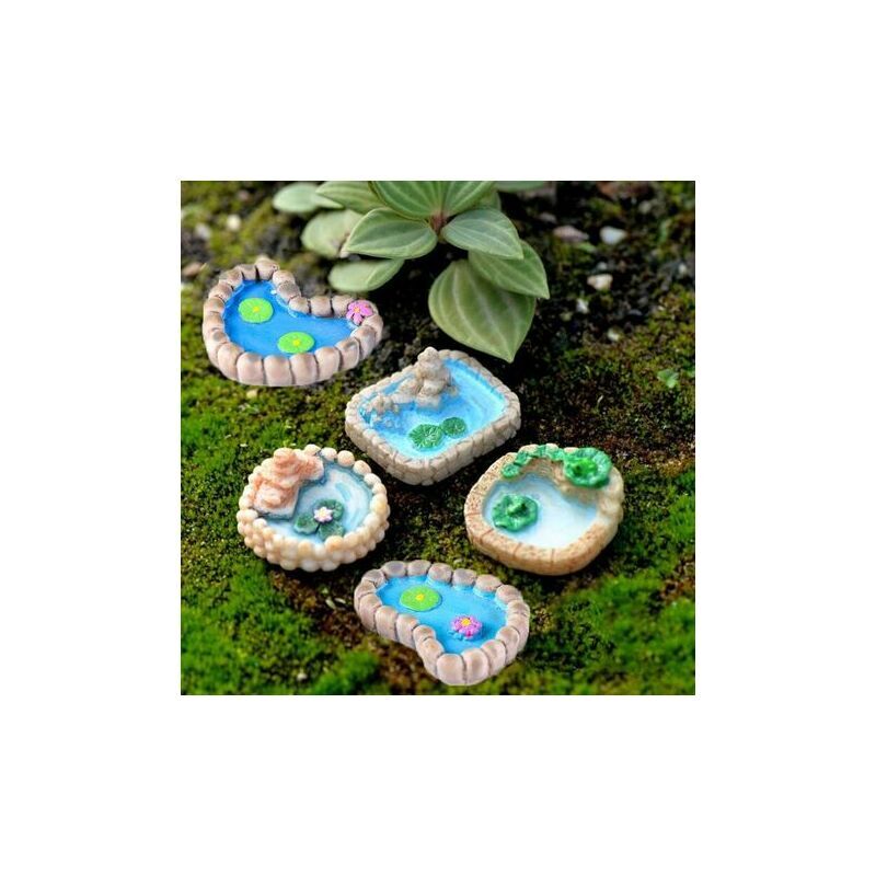 ETING 5 Stück Fairy Garden Miniatur-Teich-Ornamente-Kit für Miniatur-Gartenzubehör, Home Micro Landscape Dekoration