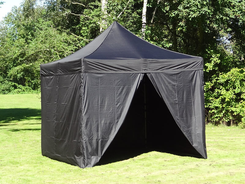 Dancover Faltzelt Faltpavillon Wasserdicht FleXtents PRO 3x3m Schwarz, mit 4 Seitenwänden