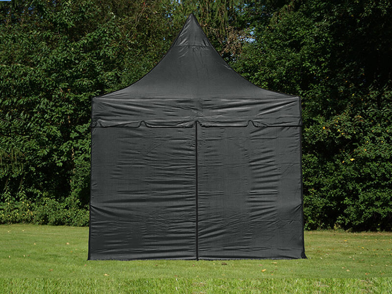 Dancover Faltzelt Faltpavillon Wasserdicht FleXtents PRO Peak Pagoda 3x3m Schwarz, mit 4 Seitenwänden