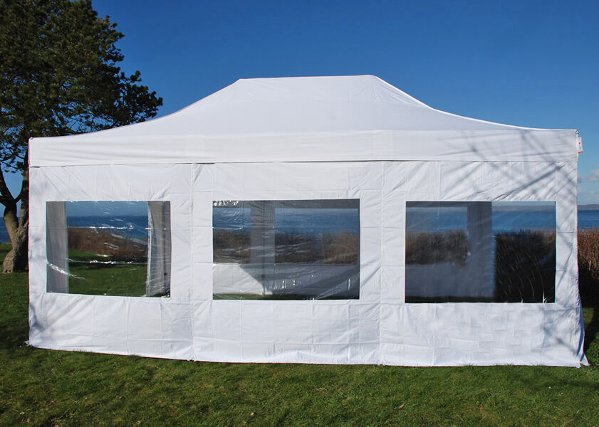 Dancover Faltzelt Faltpavillon Wasserdicht FleXtents PRO 4x6m Weiß, mit 8 Seitenwänden