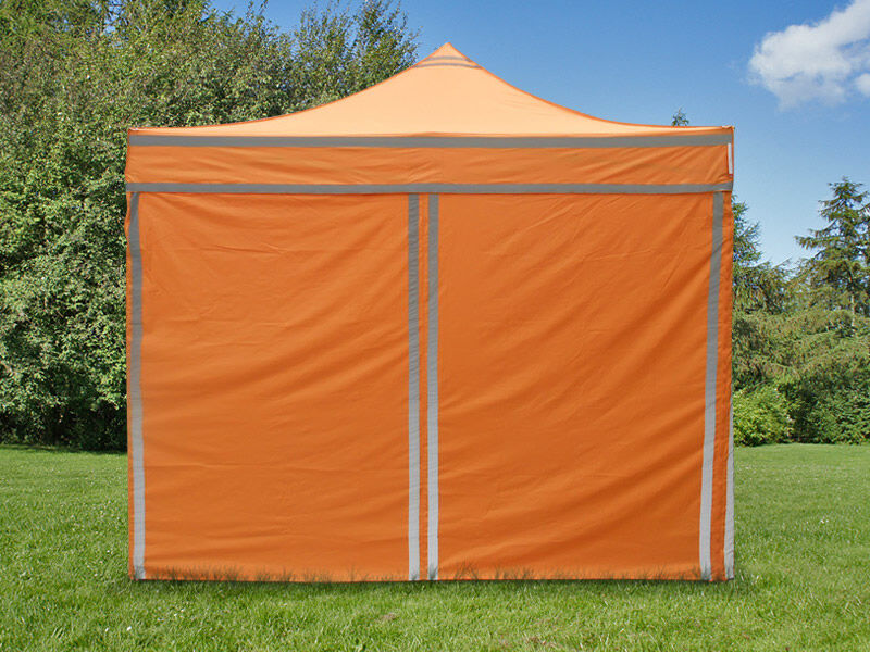 Dancover Faltzelt Faltpavillon Wasserdicht FleXtents PRO Arbeitszelt 3x3m Orange mit Reflektorbändern, mit 4 Seitenwänden