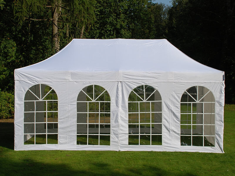 Dancover Faltzelt Faltpavillon Wasserdicht FleXtents Basic v.3, 3x6m Weiß, mit 4 Seitenwänden