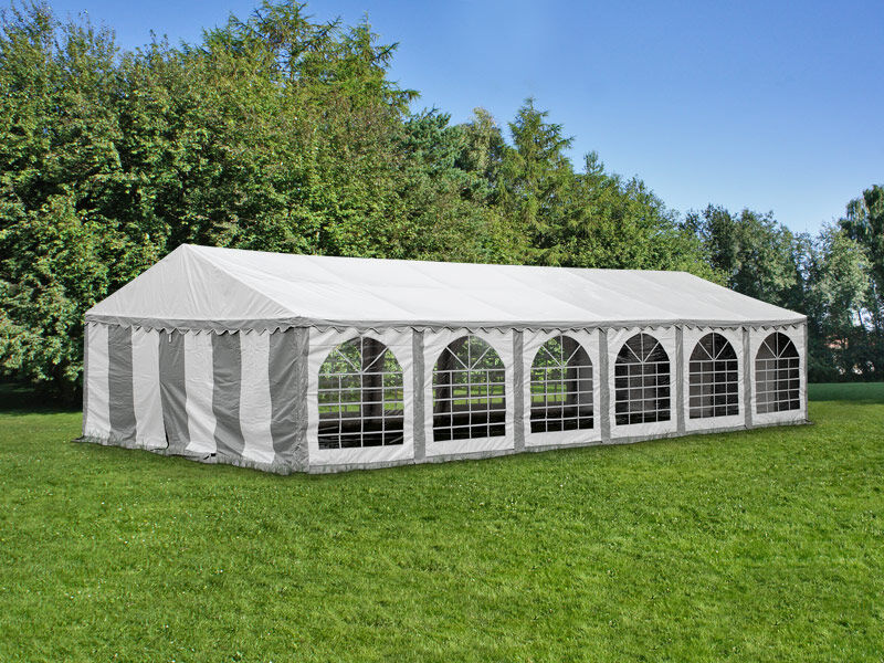 Dancover Partyzelt Festzelt, SEMI PRO Plus CombiTents® 6x12m 4-in-1, Grau/Weiß