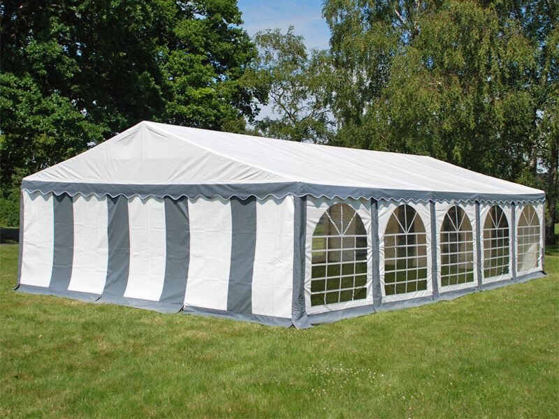 Dancover Partyzelt Festzelt Original 5x10m PVC, Grau/Weiß