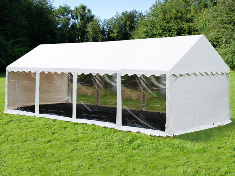 Dancover Partyzelt Festzelt Original 4x8m PVC, Panorama, Weiß