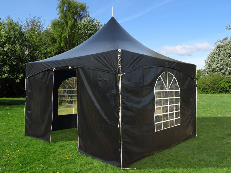 Dancover Pagoden-Partyzelt Festzelt PartyZone 4x4m, PVC, schwarz