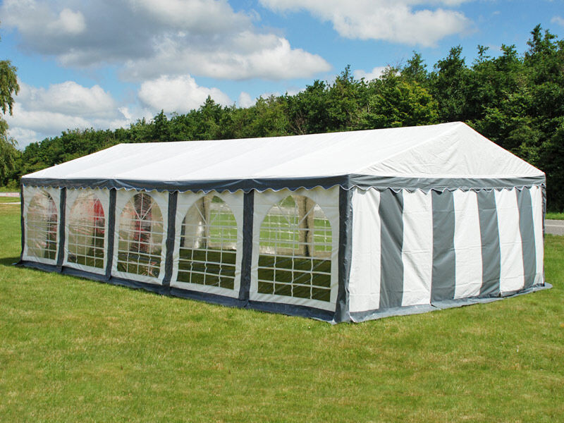 Dancover Partyzelt Festzelt Original 4x10m PVC, Grau/Weiß