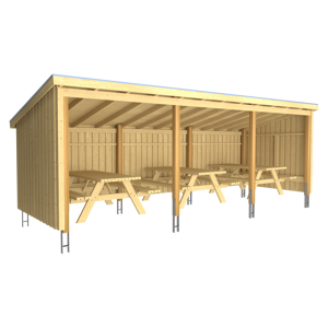 Plus A/S Plus Nordic Madpakkehus 14 m²  3 moduler  - Inkl. tagpap, alulister og H-stolpefødder - 1685946-1