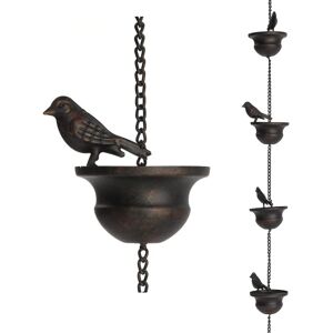 Mobile Birds On Cups Rain Chain 8ft, Mobile Bird Outdoor Rain Chain Udendørs Decoration Hanging Chain Black