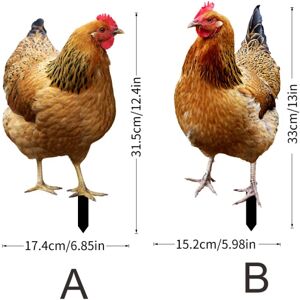 Sæt med 2 havepæle i form af en høne - Akryl dekoration - Til haven,