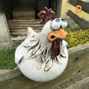 WINE Big Eye Chicken Garden Sculpture Chicken Lawn Hegn Statue type-B