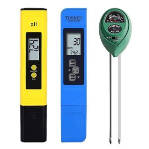 YIXI 3 Pack PH Meter TDS PPM Meter og 3 i 1 Jord PH Tester PH/EC digitalt sæt til hjemmet, haven, græsplænen, gården