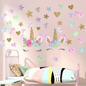Unicorn Wall Stickers Decals, Unicorn Wall Decor with Heart Flower