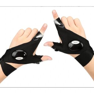 Fingerløse handsker LED lommelygte Vandtæt fakkel udendørs værktøj Fi