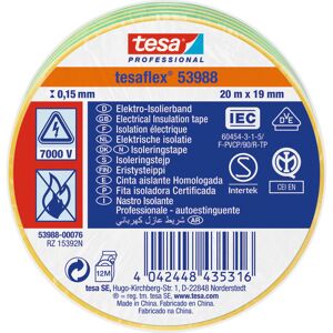 Tesa Isoleringstape 53988 Pvc 19 Mm X 20 M, Grøn/gul